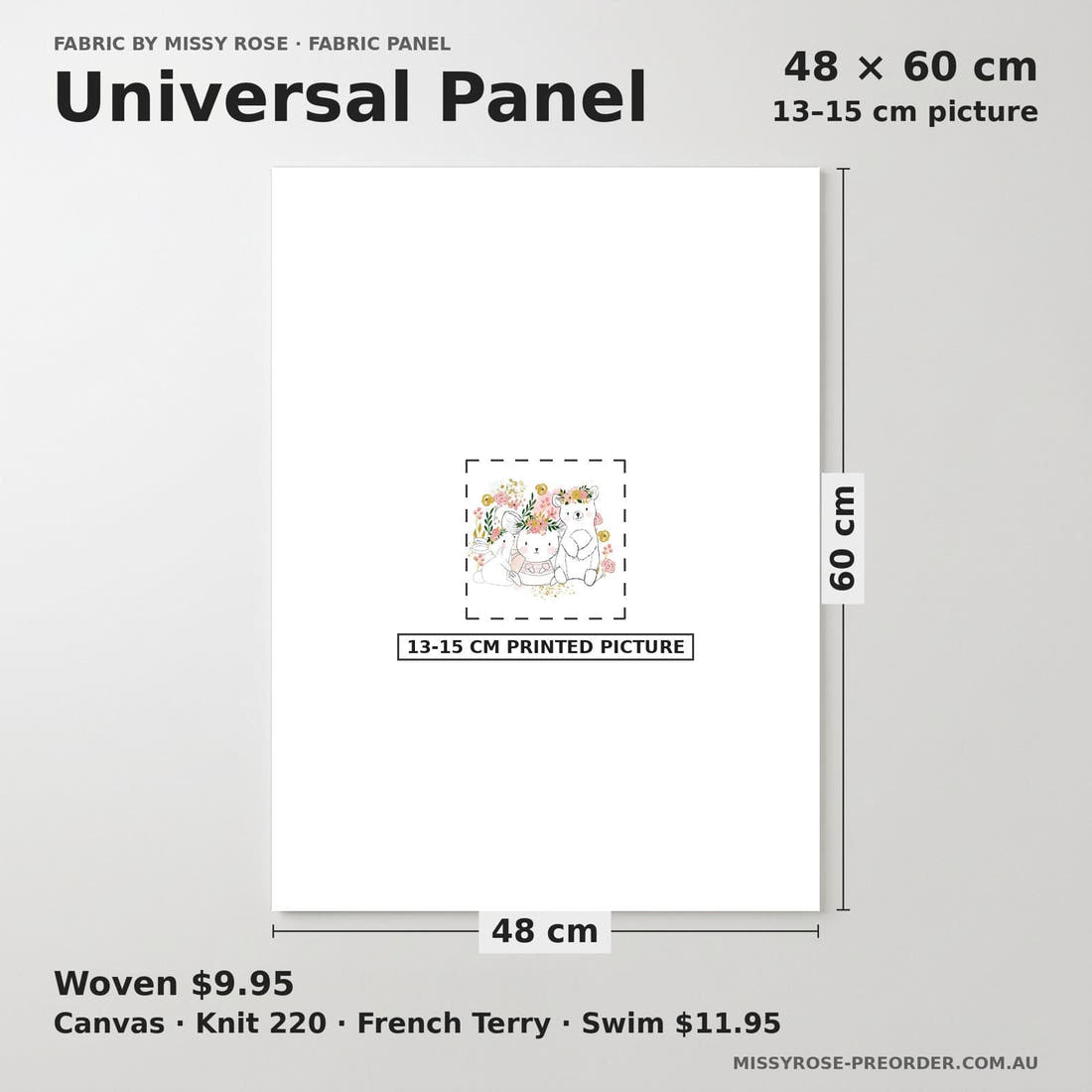Design 1164 Sweet Woodlands Panel universal panel sizing – 13–15 cm printed picture on 48 × 60 cm fabric | Fabric by Missy Rose