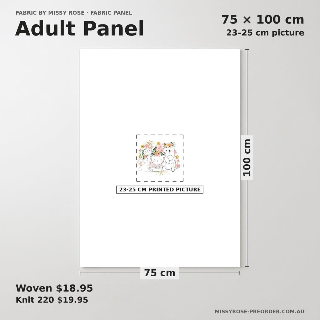 Design 1164 Sweet Woodlands Panel adult panel sizing – 23–25 cm printed picture on 75 × 100 cm fabric | Fabric by Missy Rose