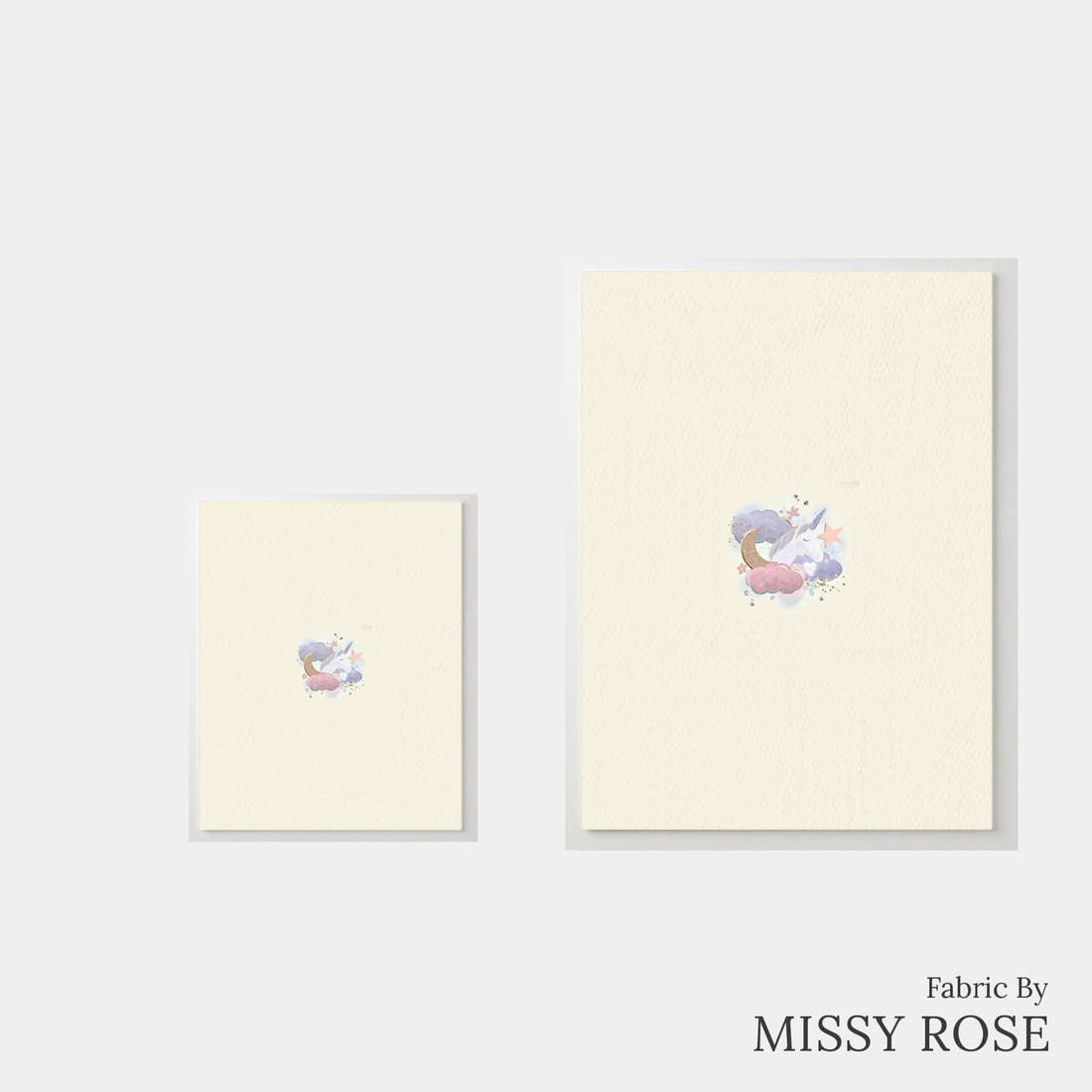 Design 1165 Dreamy Unicorns Panel – universal and adult panel sizes side by side | Fabric by Missy Rose