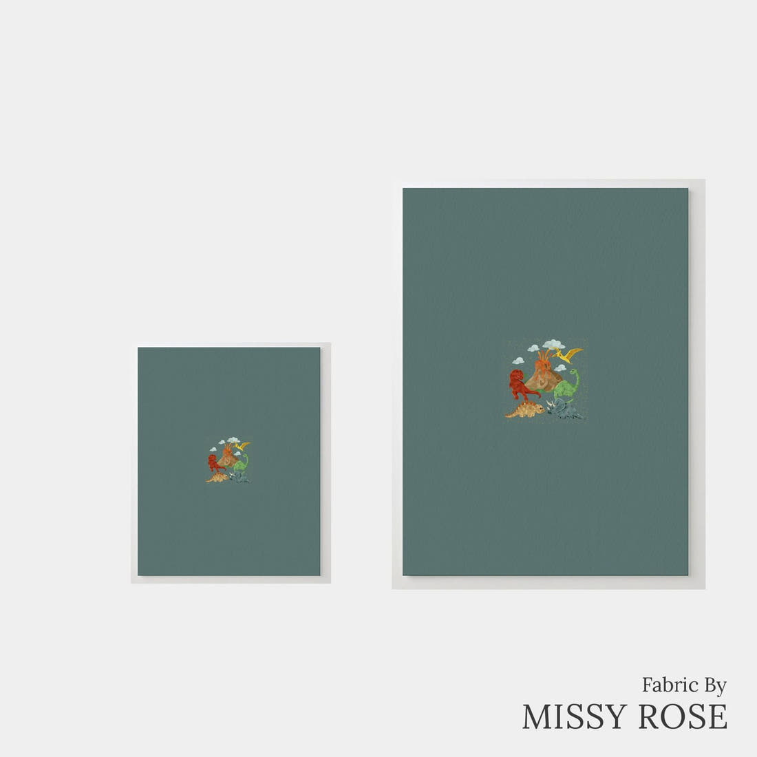 Design 1166 Green Dino Panel – universal and adult panel sizes side by side | Fabric by Missy Rose