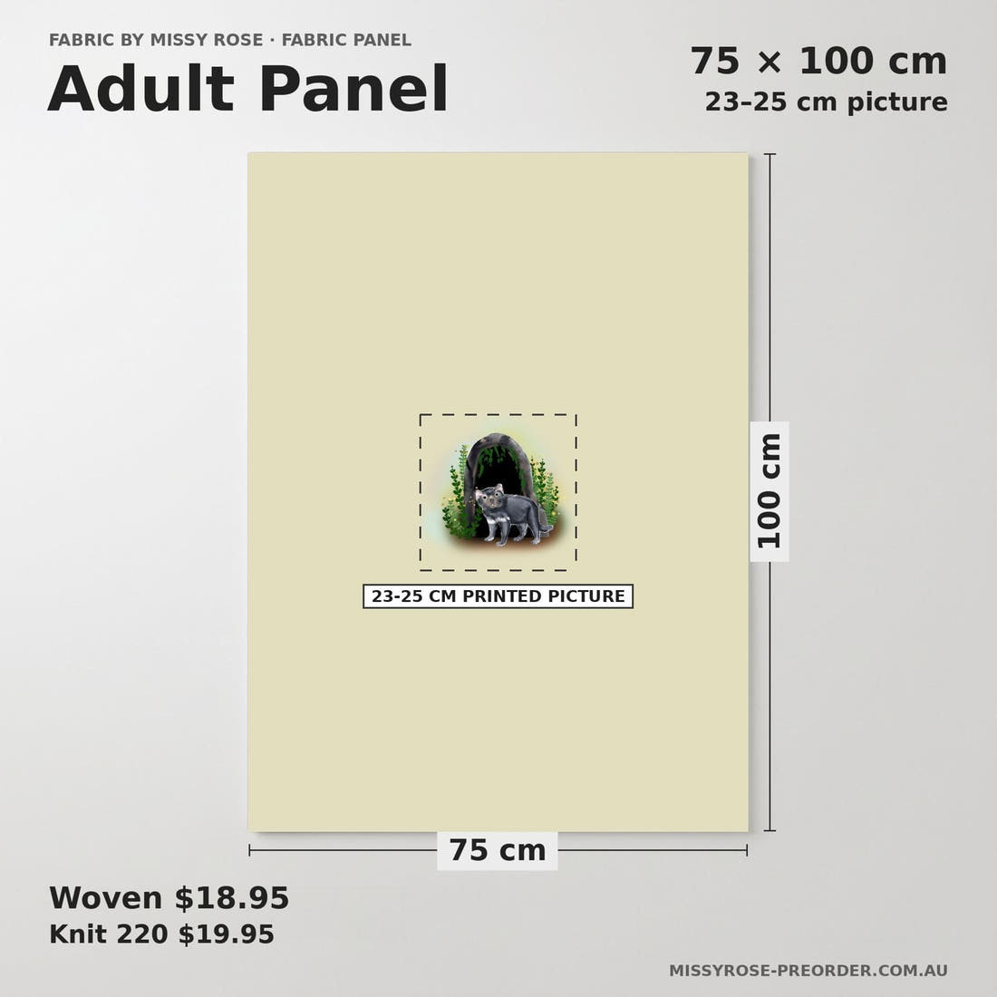 Design 1167 Tasmanian Devils Panel adult panel sizing – 23–25 cm printed picture on 75 × 100 cm fabric | Fabric by Missy Rose