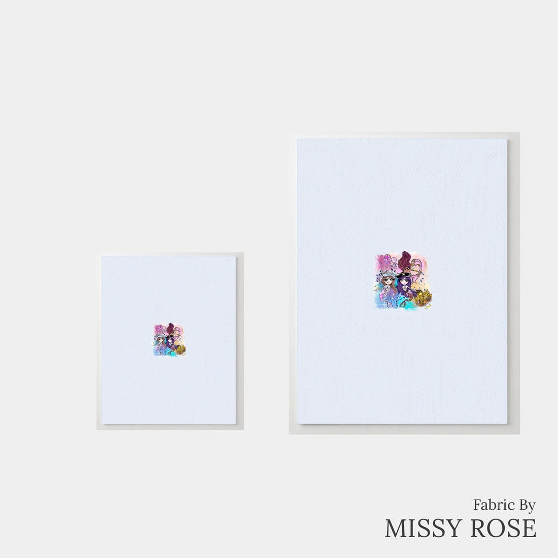 Design 1168 Pirate Mermaid Panel – universal and adult panel sizes side by side | Fabric by Missy Rose