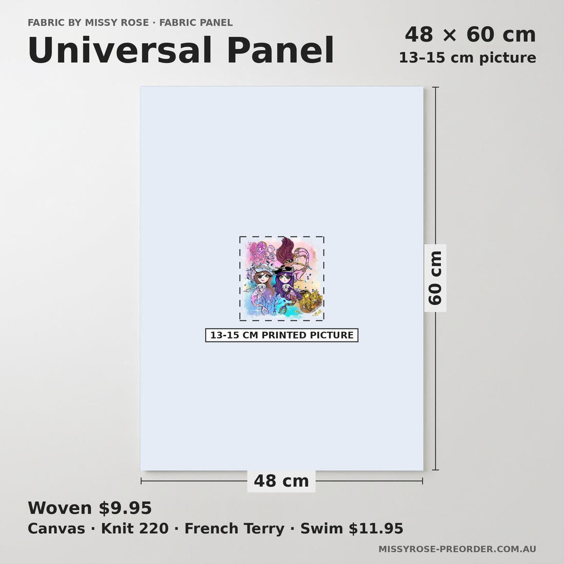 Design 1168 Pirate Mermaid Panel universal panel sizing – 13–15 cm printed picture on 48 × 60 cm fabric | Fabric by Missy Rose