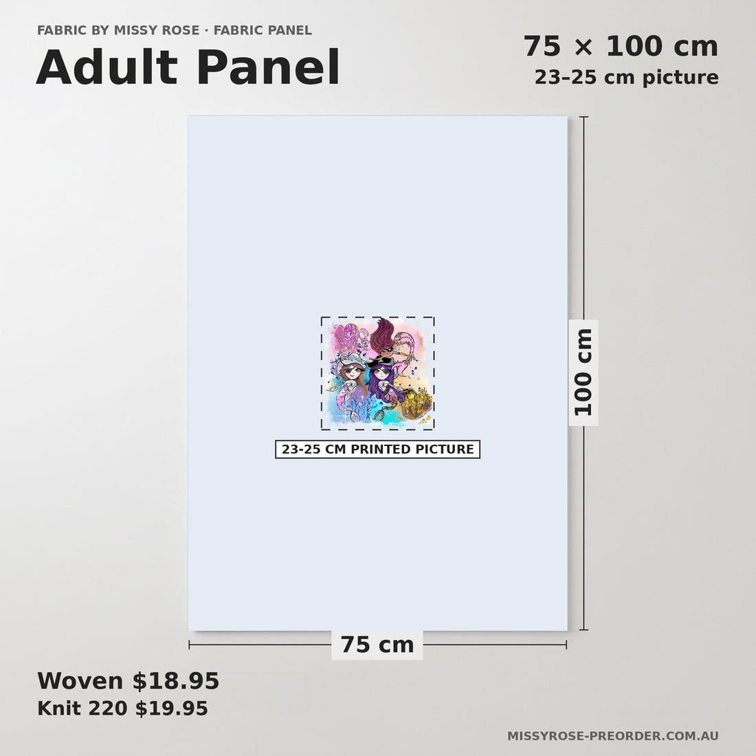 Design 1168 Pirate Mermaid Panel adult panel sizing – 23–25 cm printed picture on 75 × 100 cm fabric | Fabric by Missy Rose