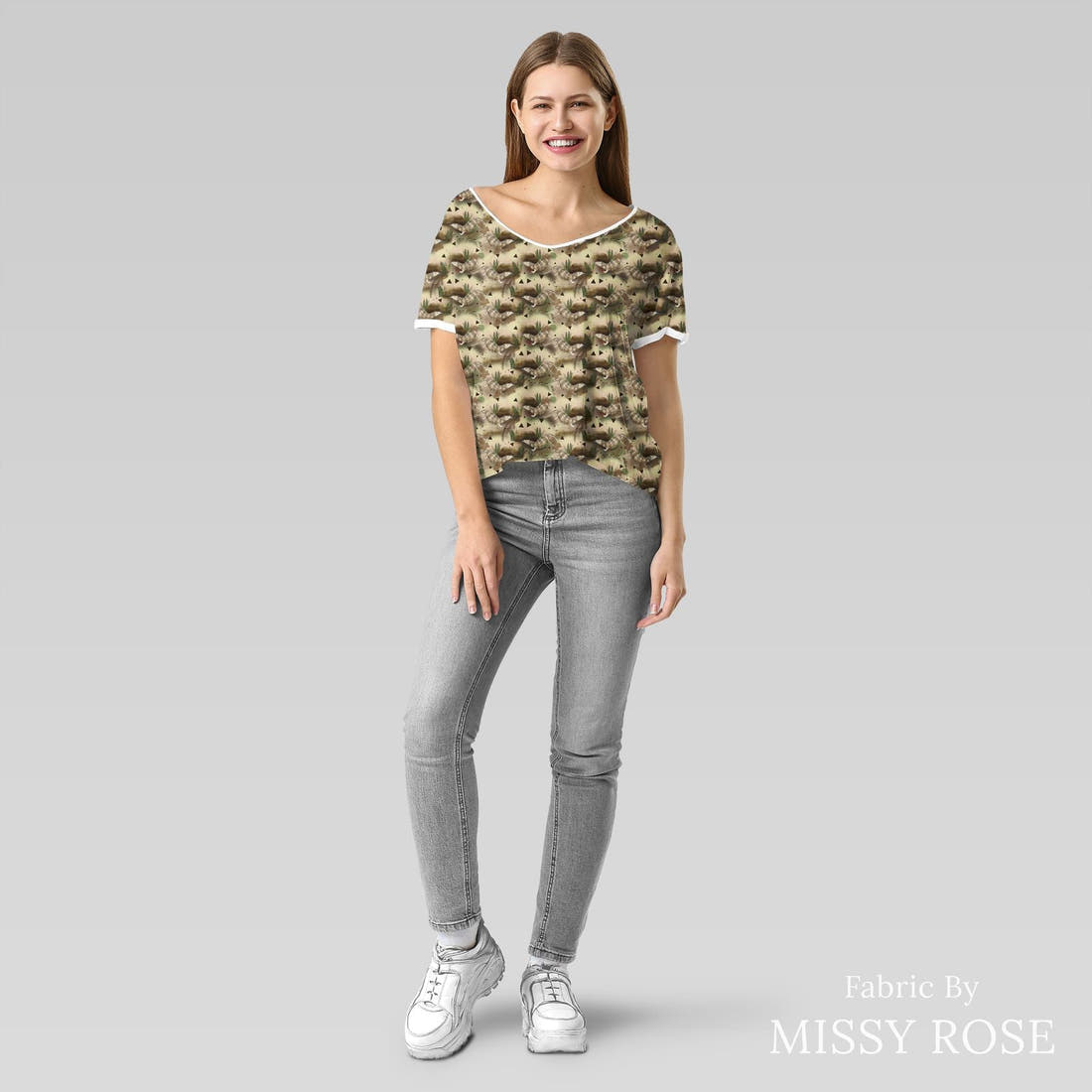 Design 1169 Blue Tongue Fabric sewn into an everyday tee – see how the print looks made up | Fabric by Missy Rose