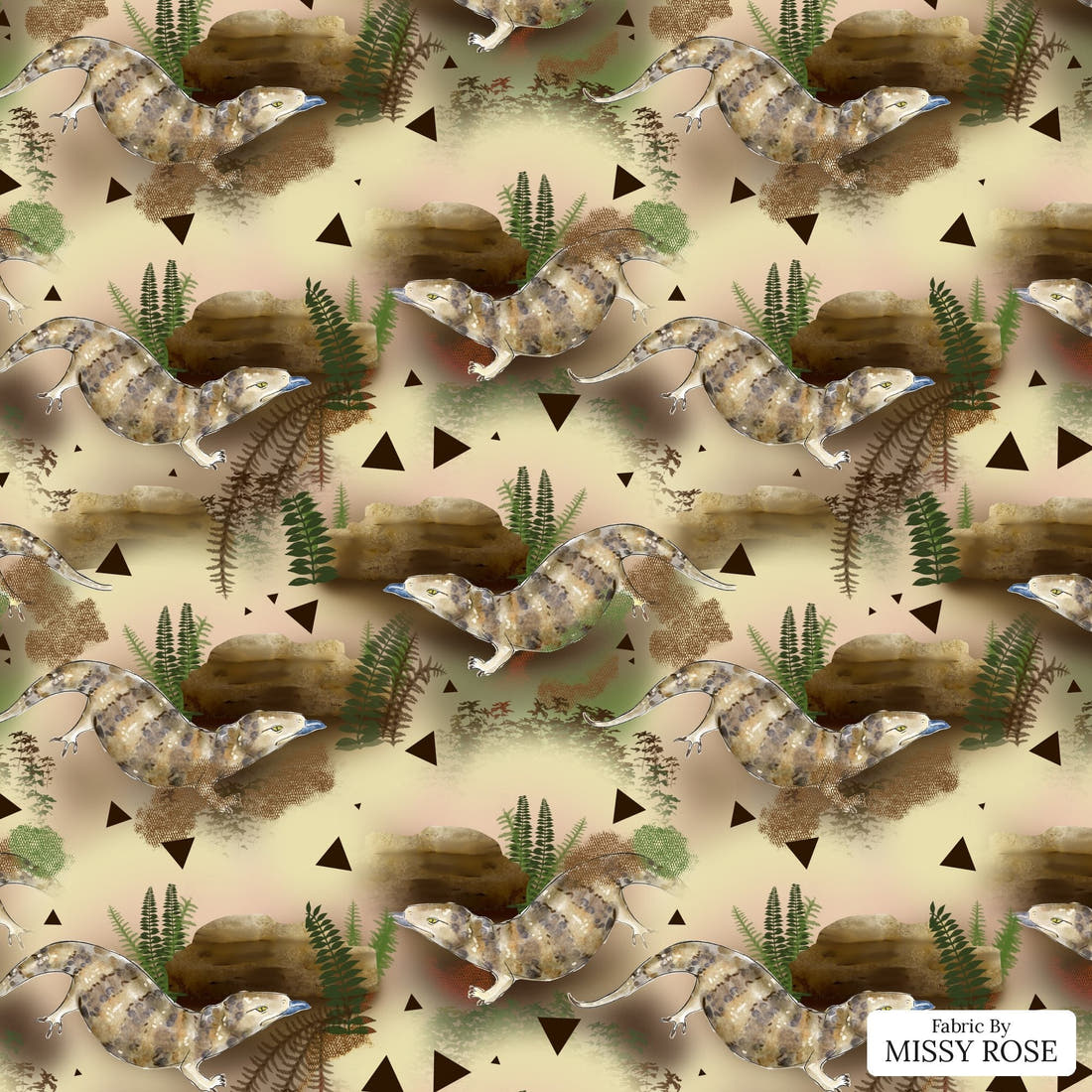 Design 1169 Blue Tongue Fabric – flat view of the print, zoom in for detail | Fabric by Missy Rose