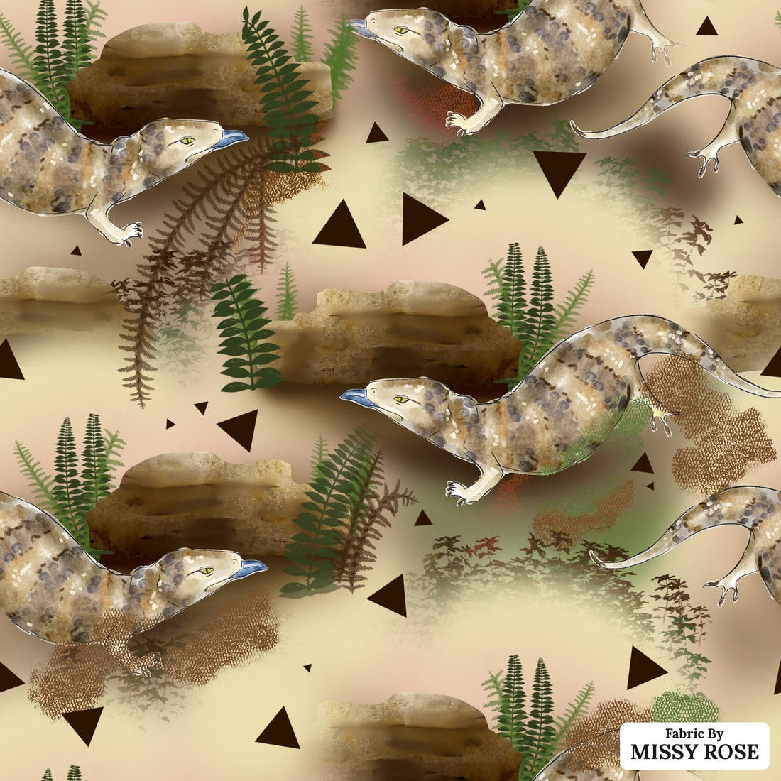 Design 1169 Blue Tongue Fabric – flat view of the print, zoom in for detail | Fabric by Missy Rose