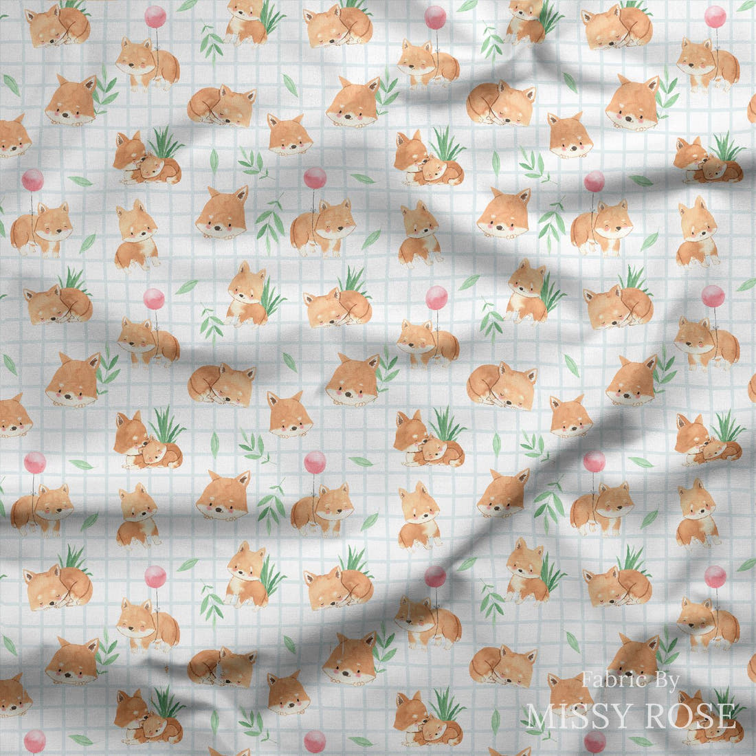 Design 117 Dingo Fabric draped fabric mockup – custom printed fabric by the metre | Fabric by Missy Rose