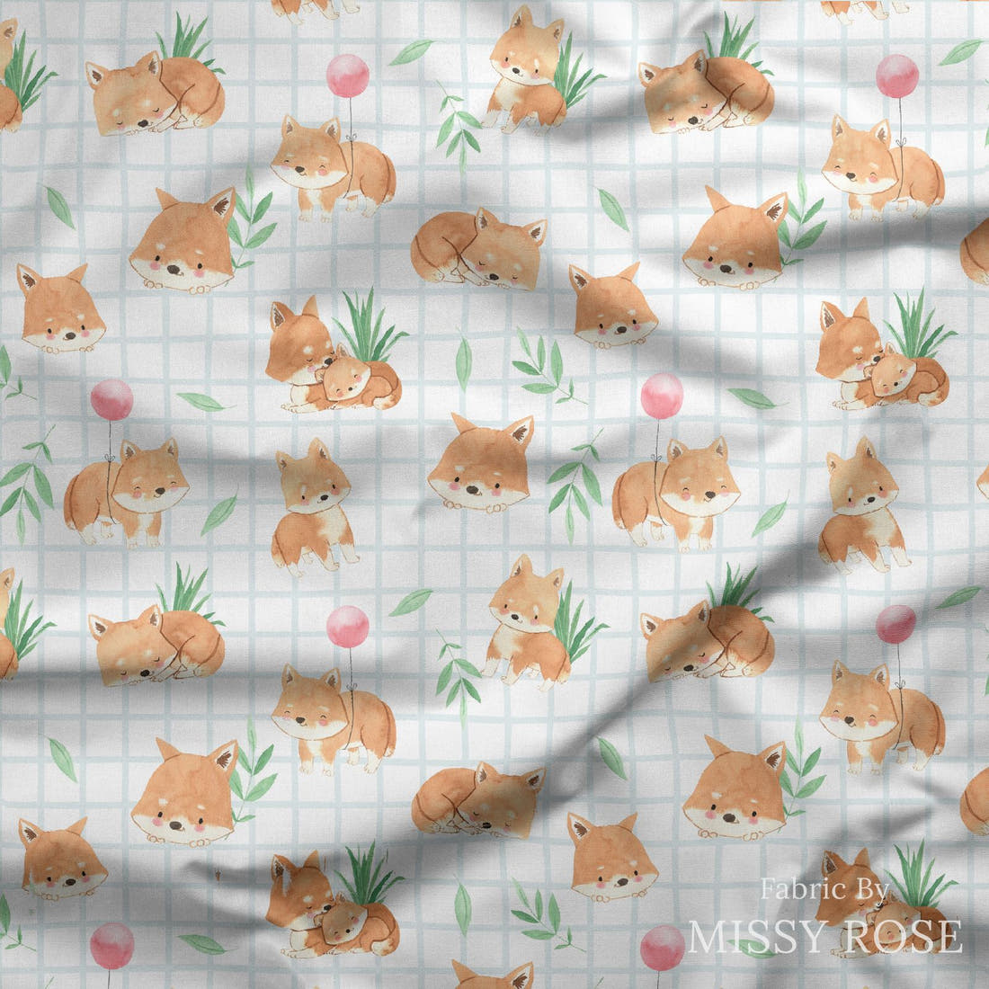 Design 117 Dingo Fabric draped fabric mockup – custom printed fabric by the metre | Fabric by Missy Rose