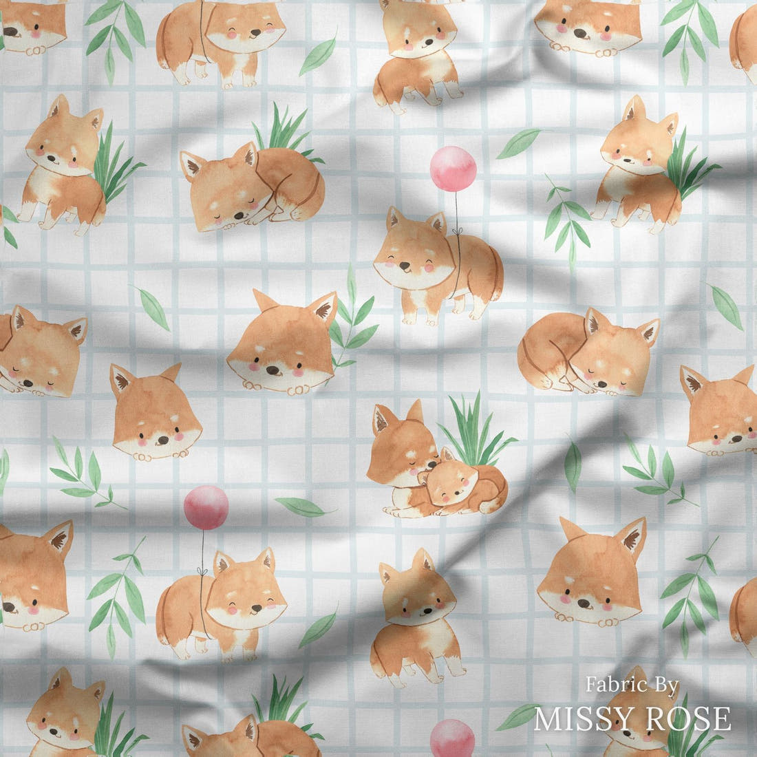 Design 117 Dingo Fabric draped fabric mockup – custom printed fabric by the metre | Fabric by Missy Rose