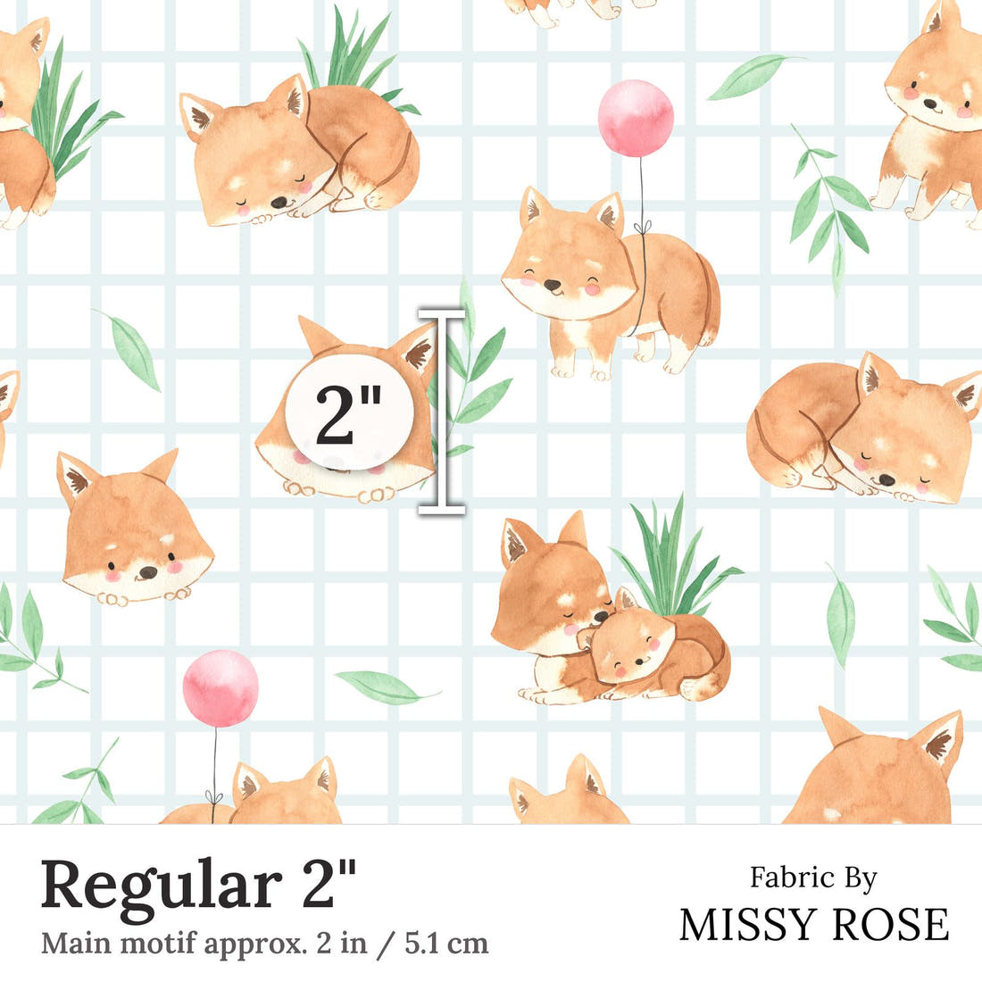 Design 117 Dingo Fabric Regular 2 inch print scale guide | Fabric by Missy Rose