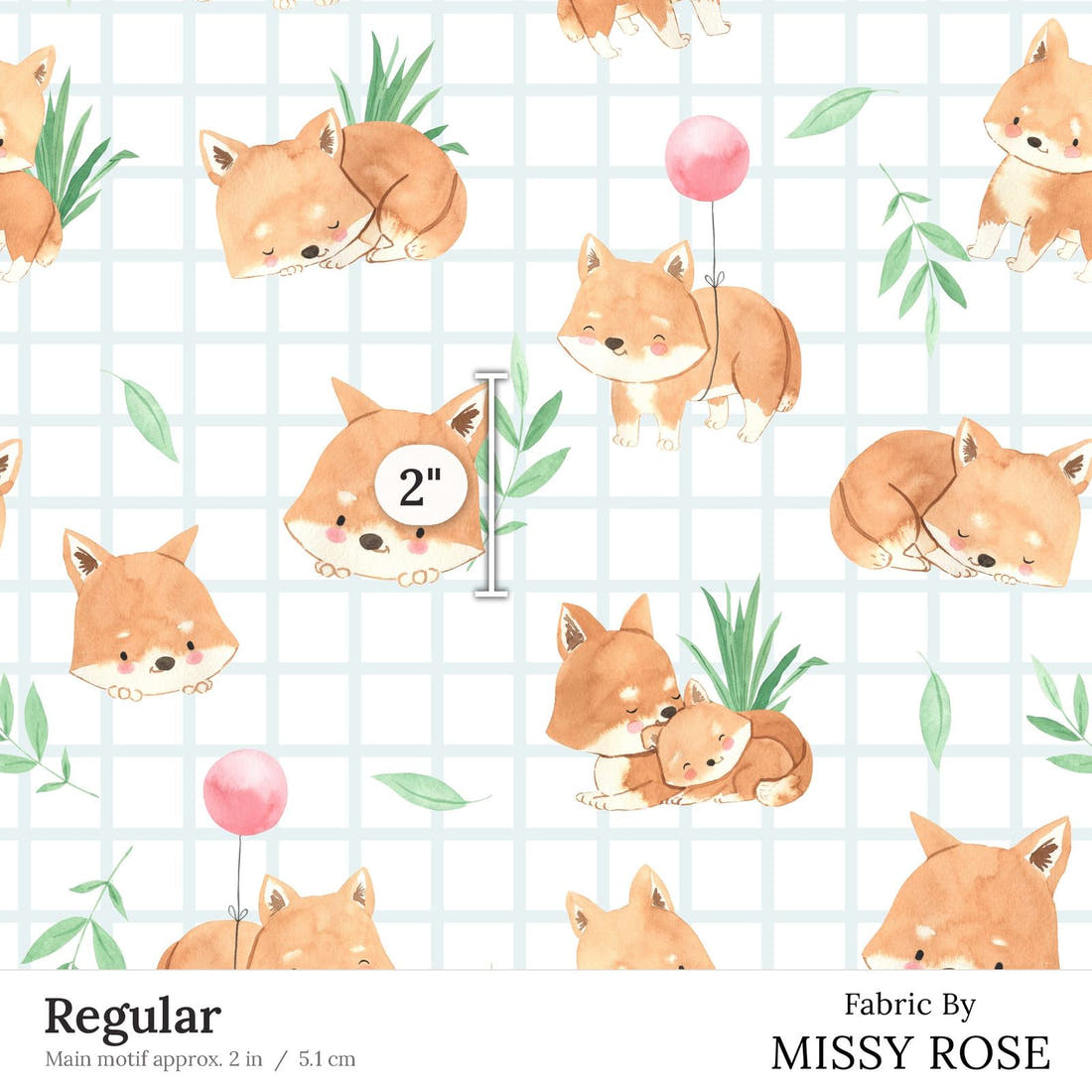 Design 117 Dingo Fabric Regular 2 inch print scale guide | Fabric by Missy Rose