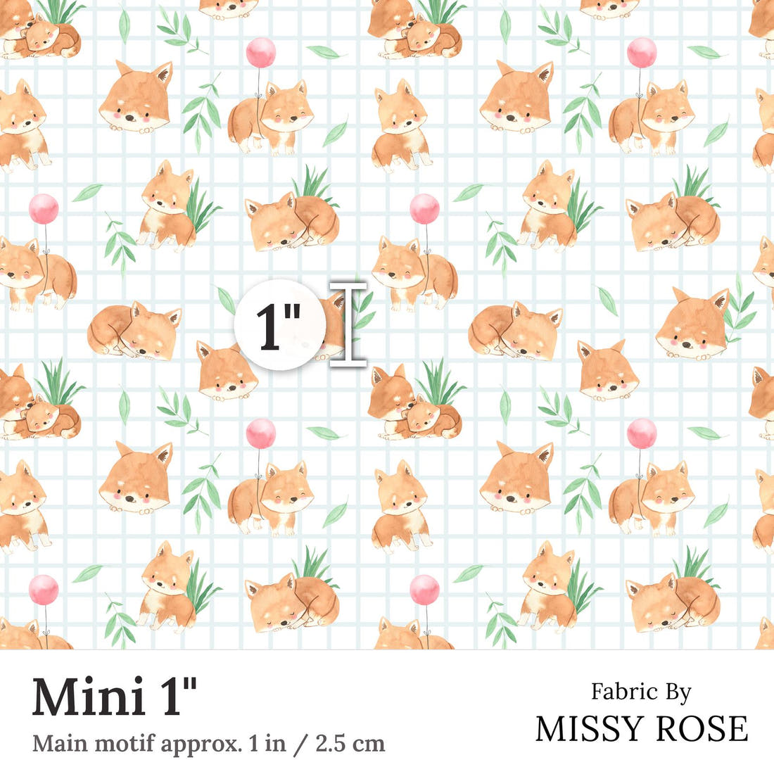 Design 117 Dingo Fabric Mini 1 inch print scale guide | Fabric by Missy Rose