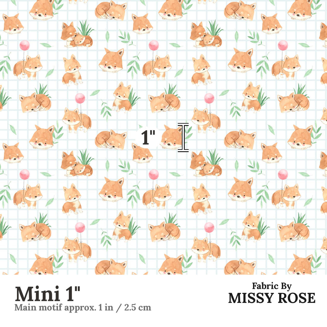 Design 117 Dingo Fabric Mini 1" - print scale | Fabric by Missy Rose