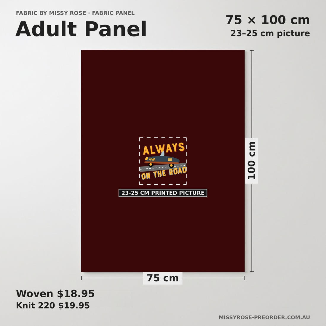 Design 1170 Transport Panel adult panel sizing – 23–25 cm printed picture on 75 × 100 cm fabric | Fabric by Missy Rose