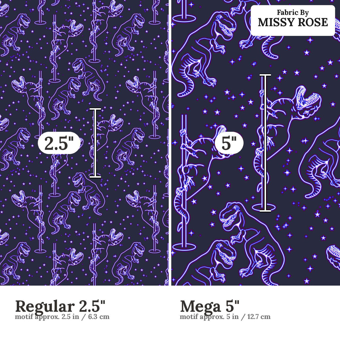 Design 1171 Trex Fabric Regular 2.5 inch vs Mega 5 inch print scale side by side | Fabric by Missy Rose