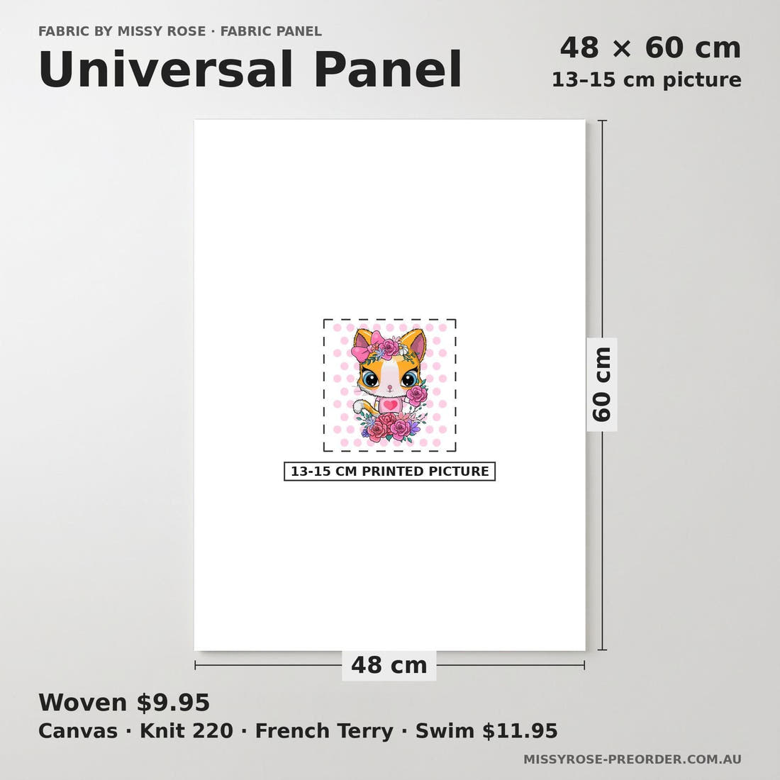 Design 1172 Pink Cats Panel universal panel sizing – 13–15 cm printed picture on 48 × 60 cm fabric | Fabric by Missy Rose