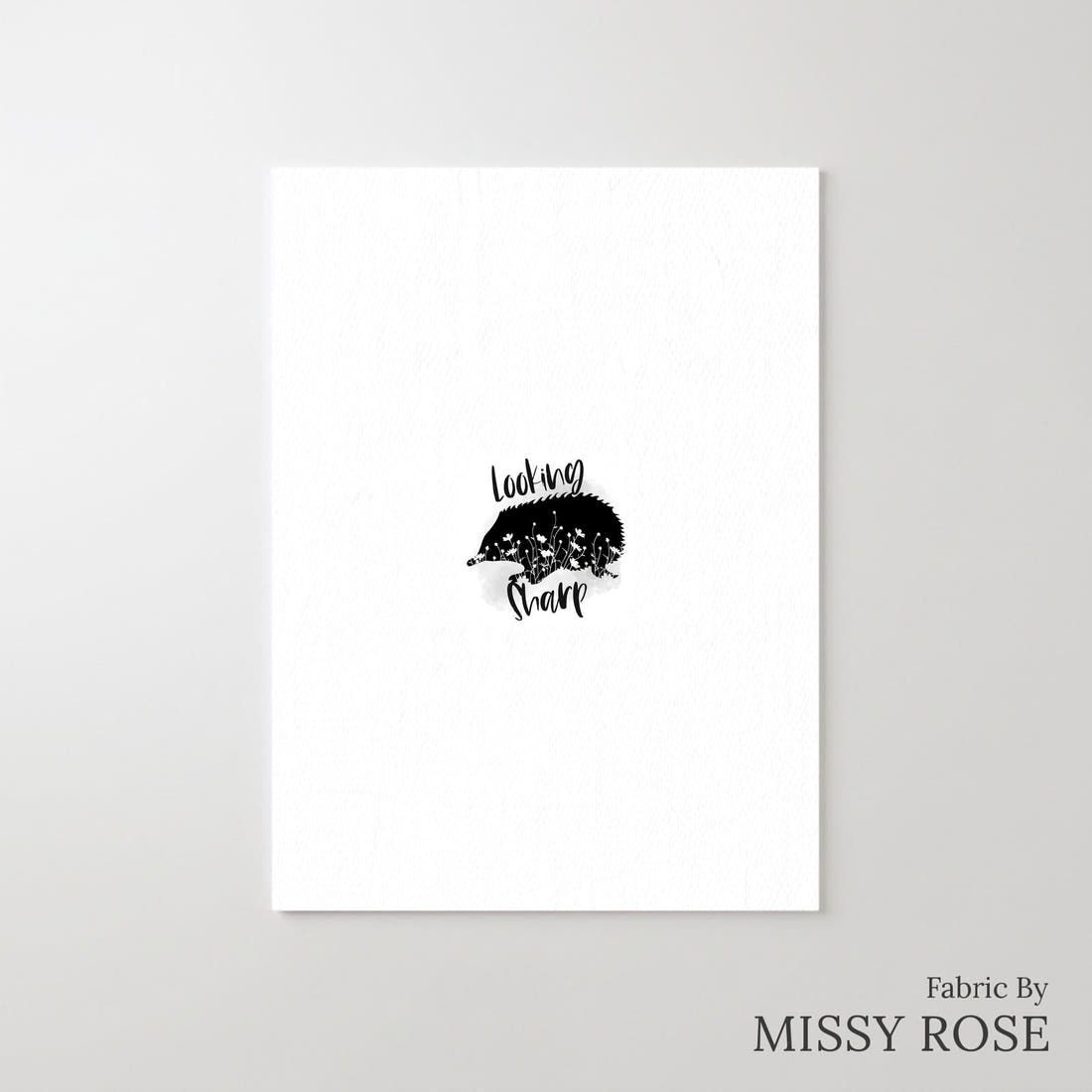 Design 1173 Monochrome Echidna Panel – printed fabric panel with centred picture, custom printed to order | Fabric by Missy Rose