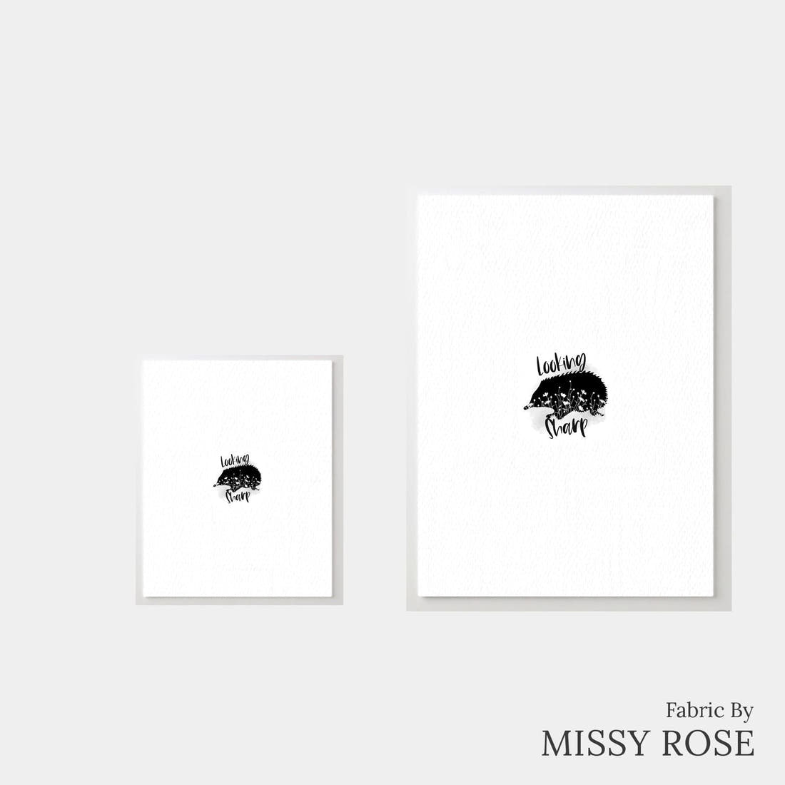 Design 1173 Monochrome Echidna Panel – universal and adult panel sizes side by side | Fabric by Missy Rose