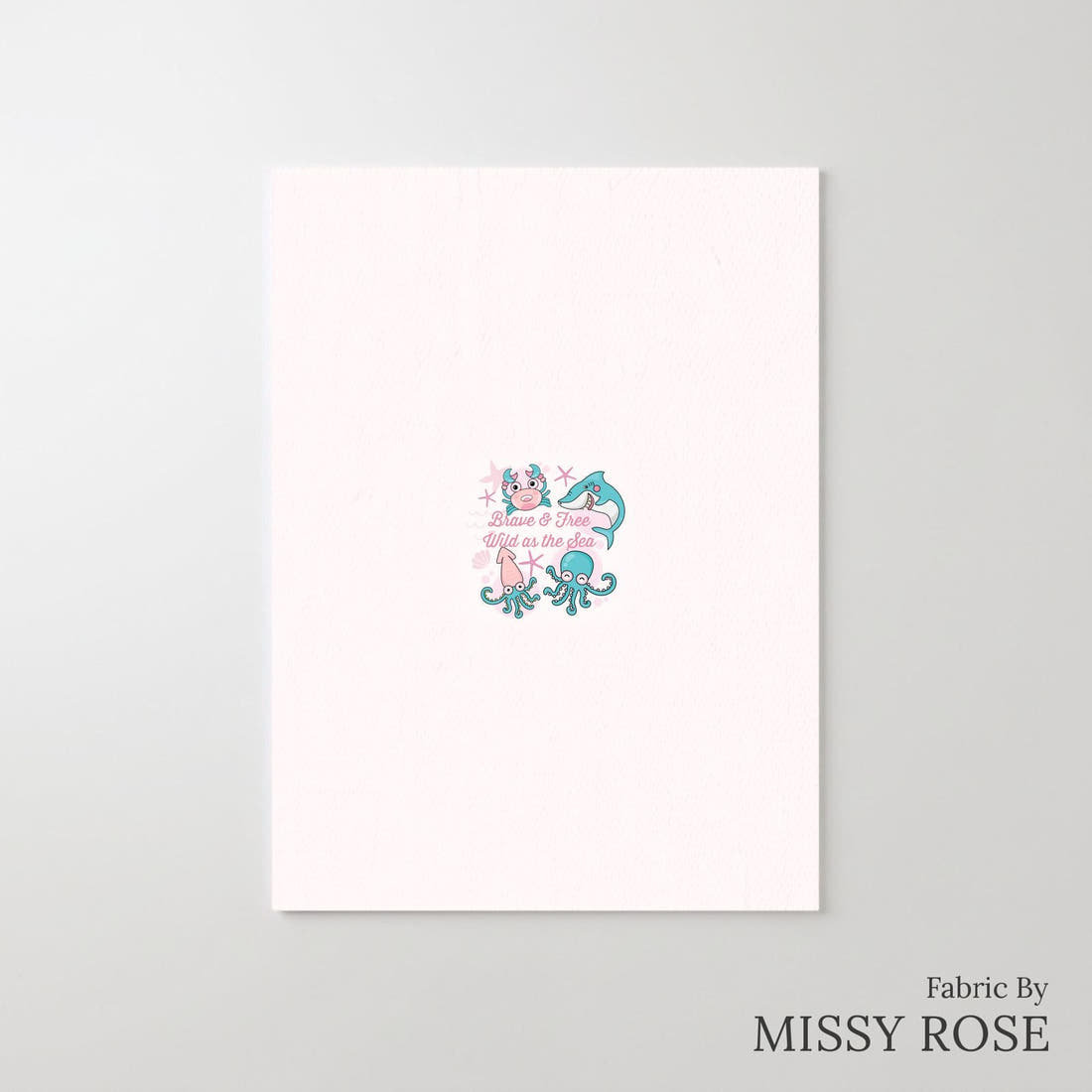 Design 1174 Pink Sea Animals Panel – printed fabric panel with centred picture, custom printed to order | Fabric by Missy Rose