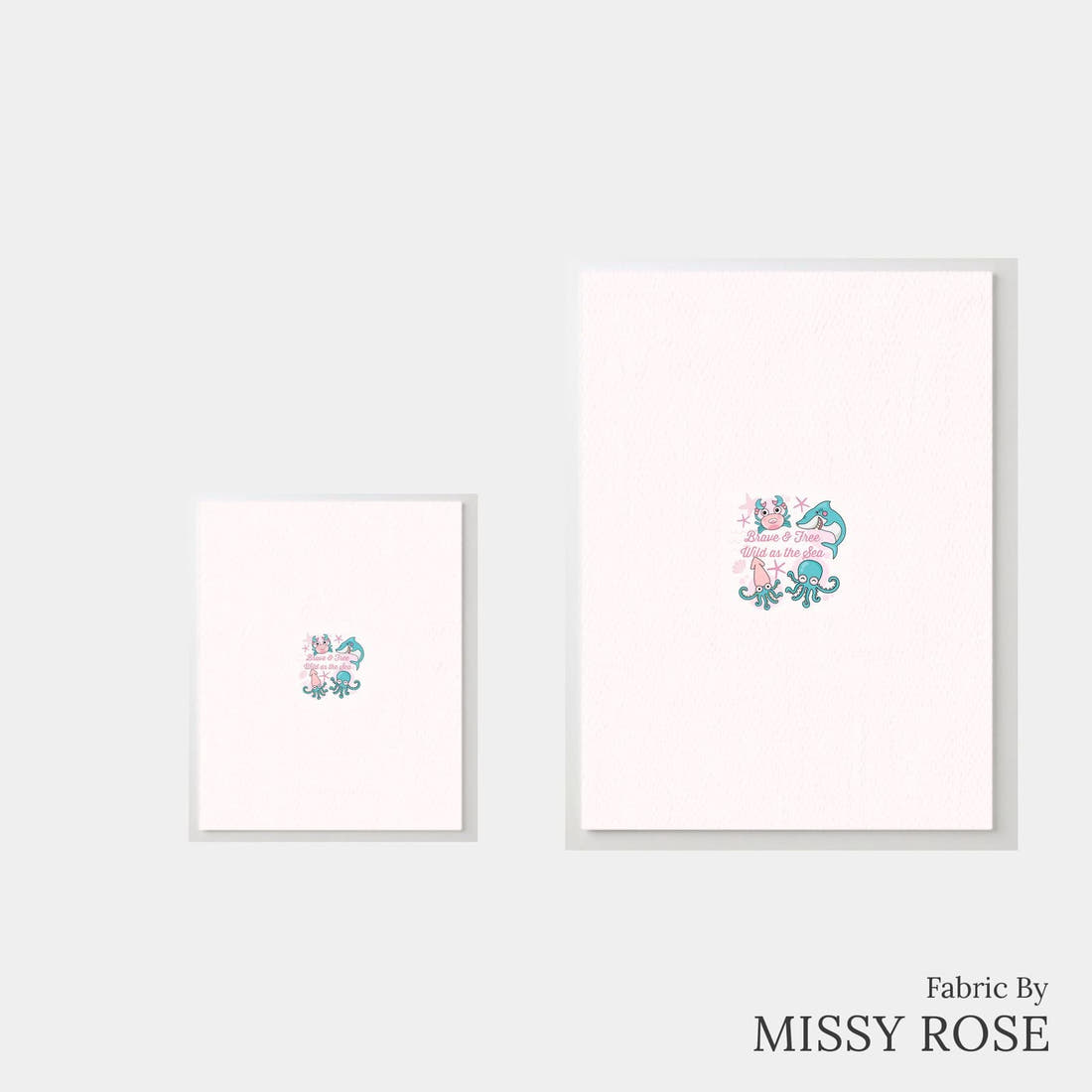 Design 1174 Pink Sea Animals Panel – universal and adult panel sizes side by side | Fabric by Missy Rose