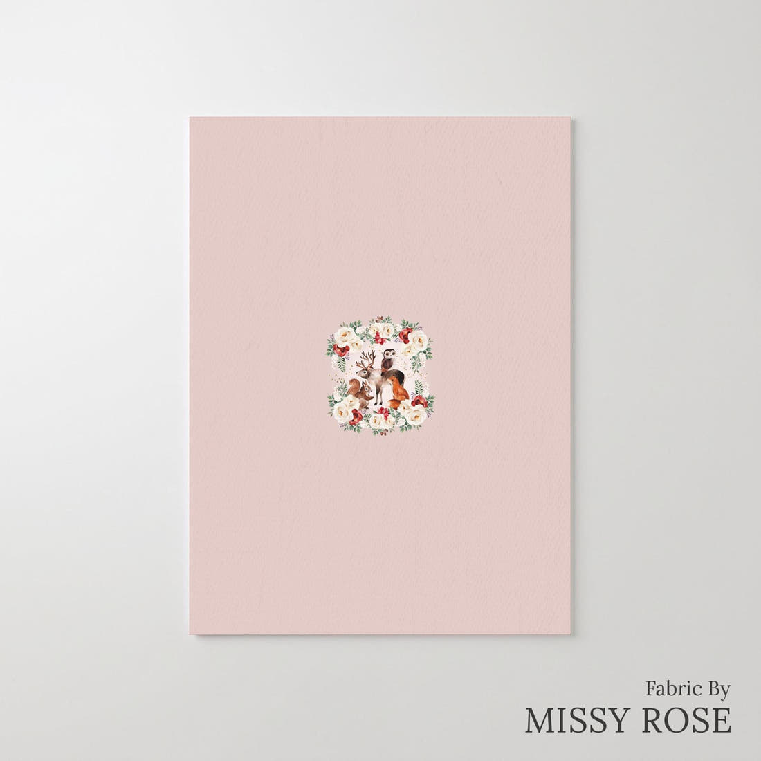 Design 1177 Cute Woodlands Panel – printed fabric panel with centred picture, custom printed to order | Fabric by Missy Rose