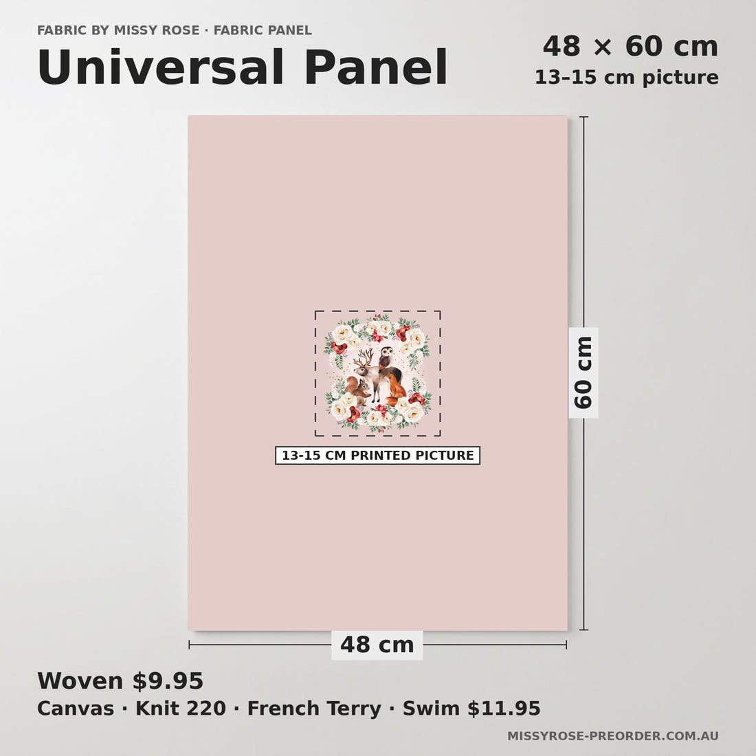 Design 1177 Cute Woodlands Panel universal panel sizing – 13–15 cm printed picture on 48 × 60 cm fabric | Fabric by Missy Rose