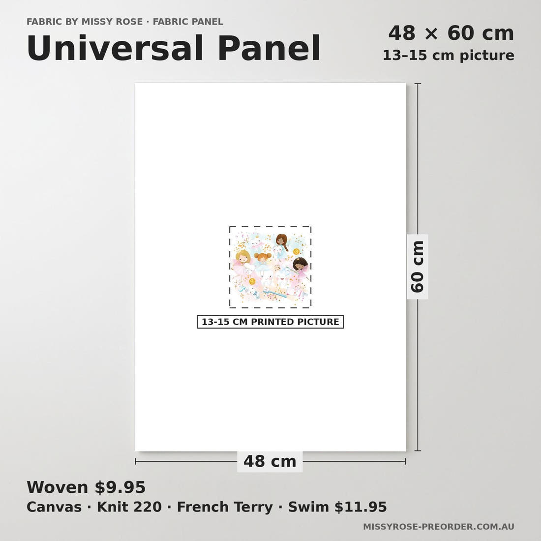 Design 1179 Tooth Fairy Panel universal panel sizing – 13–15 cm printed picture on 48 × 60 cm fabric | Fabric by Missy Rose