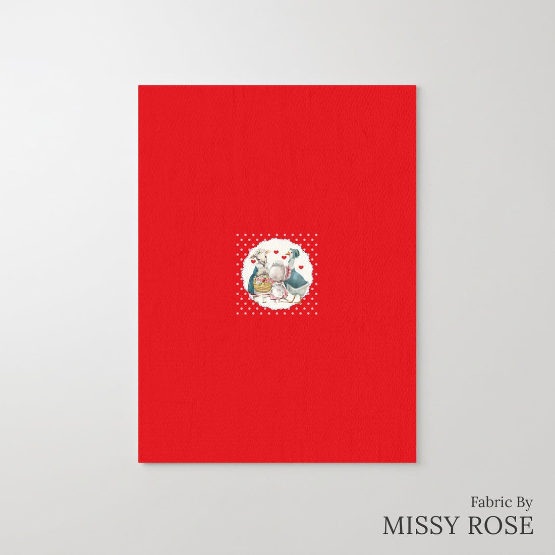 Design 118 Red Farm Animals Panel – printed fabric panel with centred picture, custom printed to order | Fabric by Missy Rose