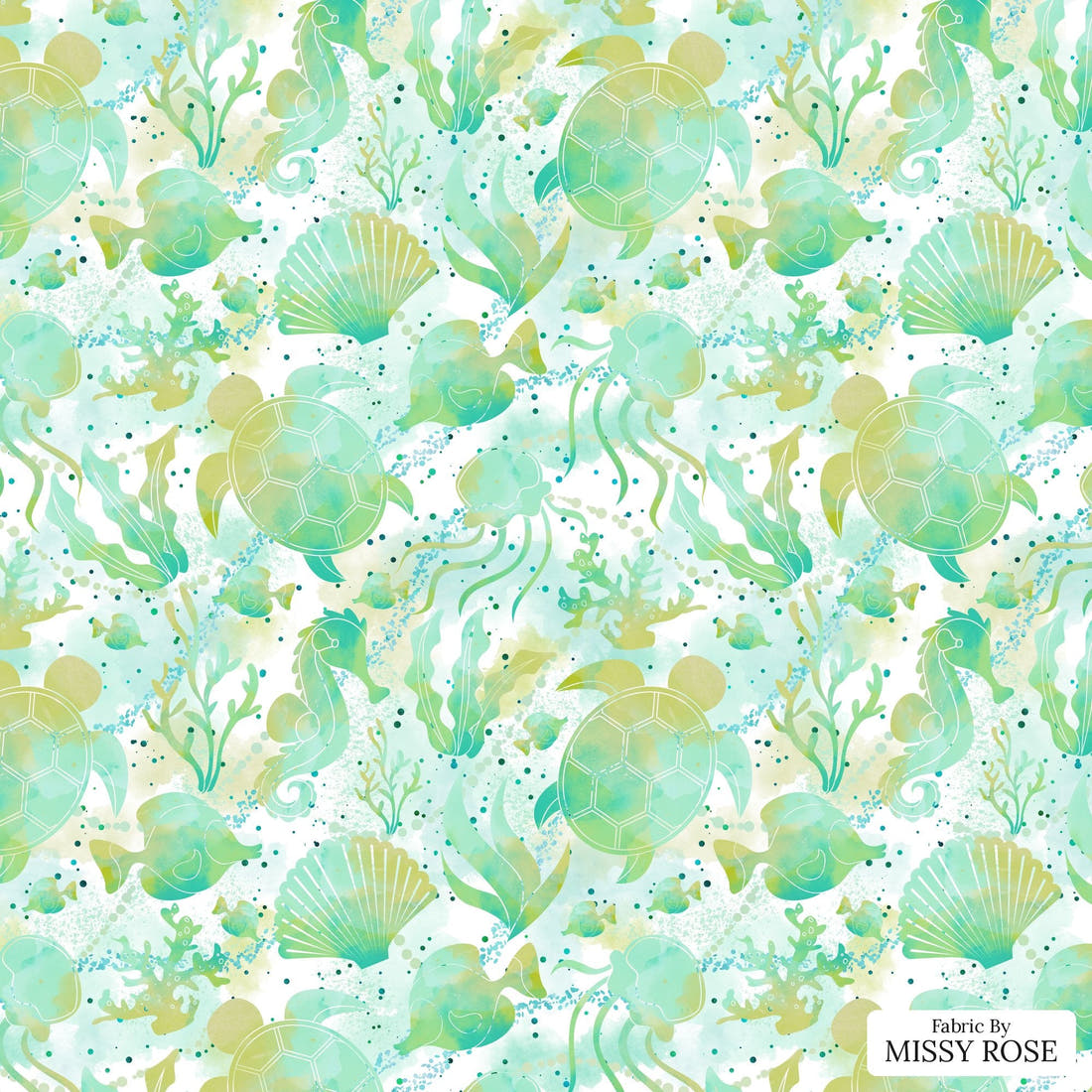 Design 1180 Turtle Fabric – flat view of the print, zoom in for detail | Fabric by Missy Rose