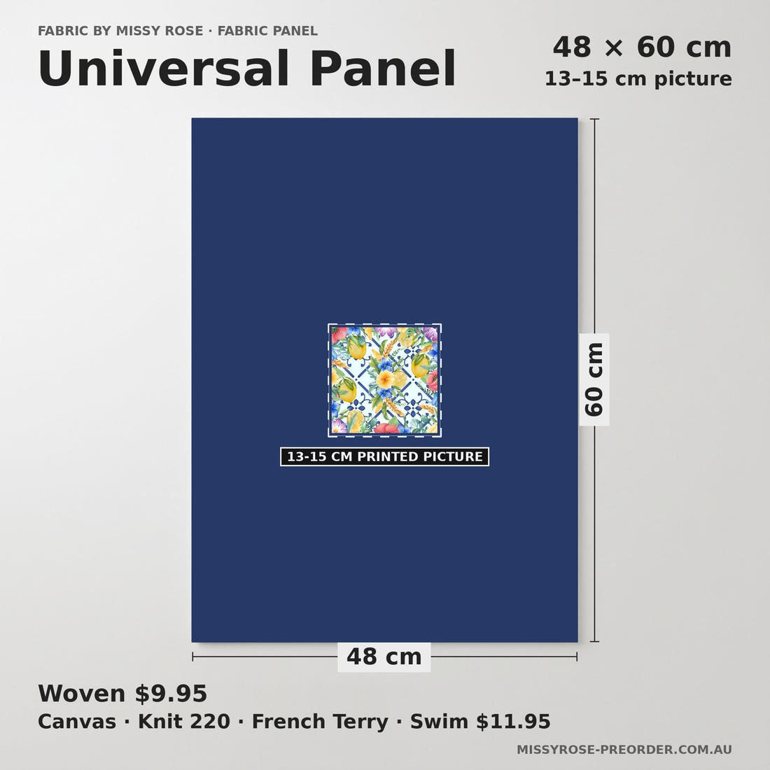 Design 1182 Wildflower Panel universal panel sizing – 13–15 cm printed picture on 48 × 60 cm fabric | Fabric by Missy Rose