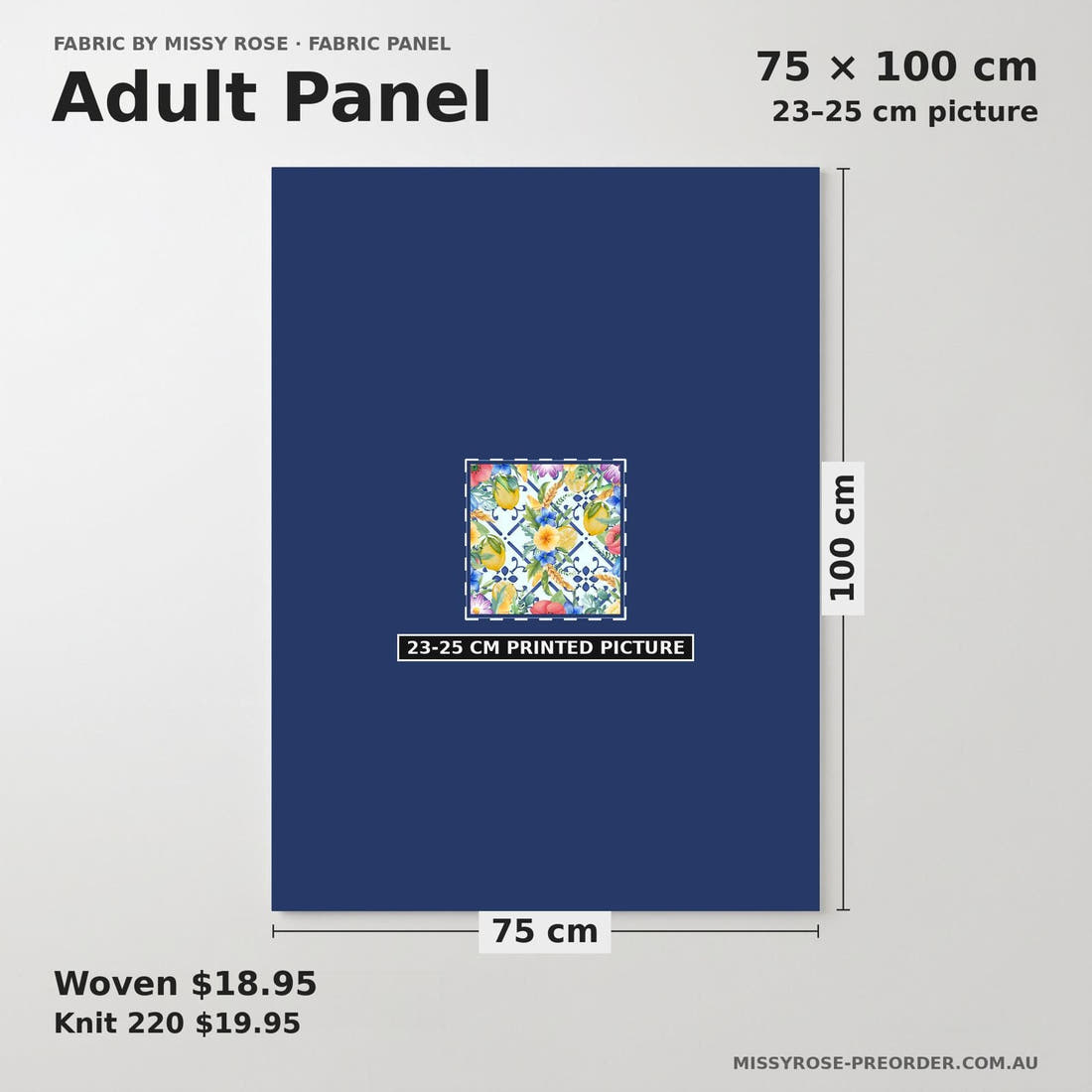 Design 1182 Wildflower Panel adult panel sizing – 23–25 cm printed picture on 75 × 100 cm fabric | Fabric by Missy Rose