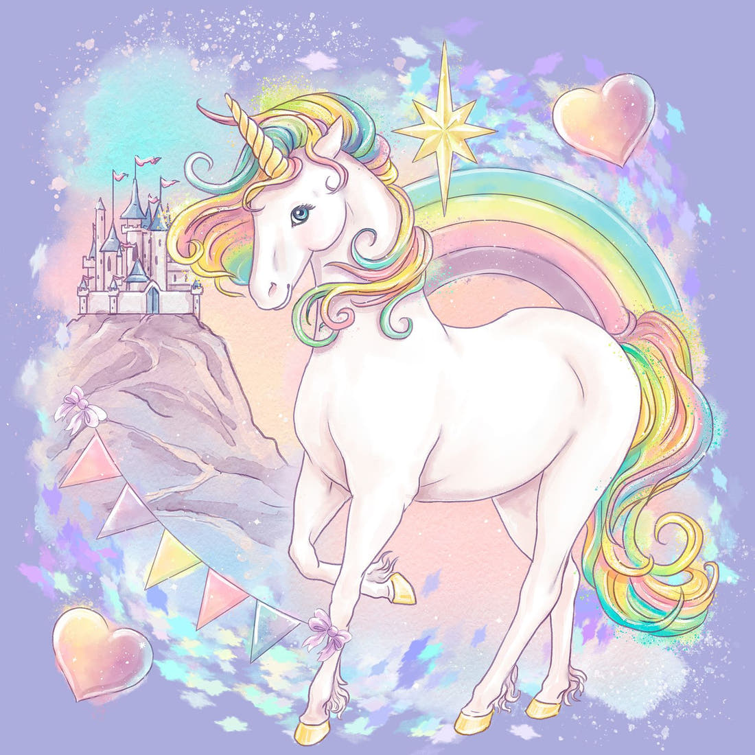 Design 1183 Magical Unicorn Panel – full artwork close-up of the printed picture | Fabric by Missy Rose