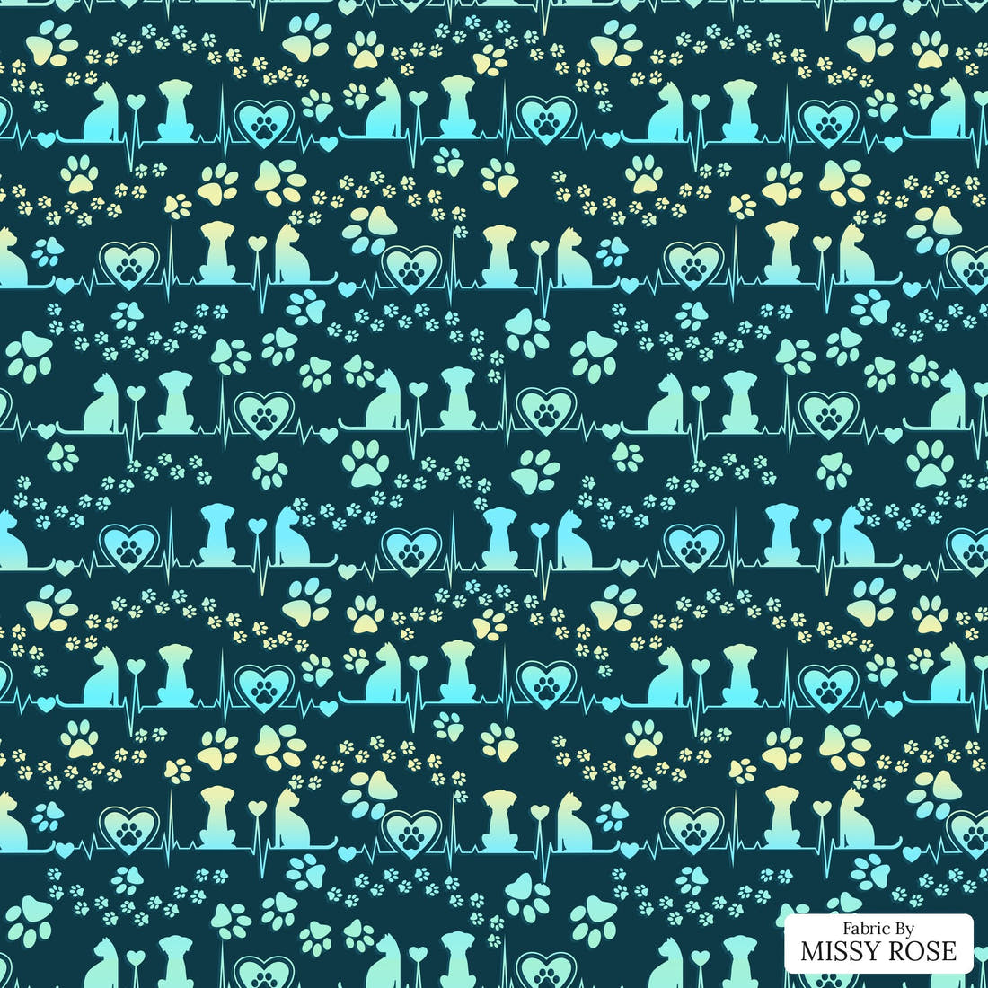 Design 1184 Vet Fabric – flat view of the print, zoom in for detail | Fabric by Missy Rose