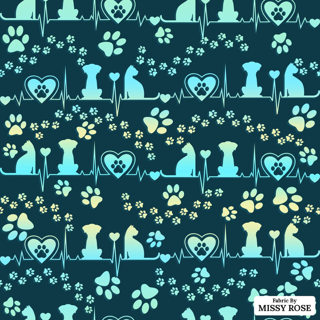 Design 1184 Vet Fabric – flat view of the print, zoom in for detail | Fabric by Missy Rose
