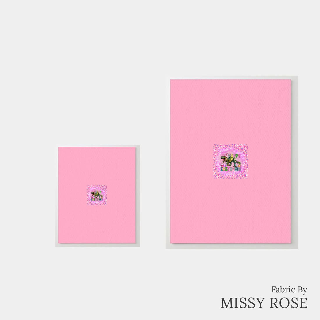 Design 1185 Easter T-rex Panel – universal and adult panel sizes side by side | Fabric by Missy Rose