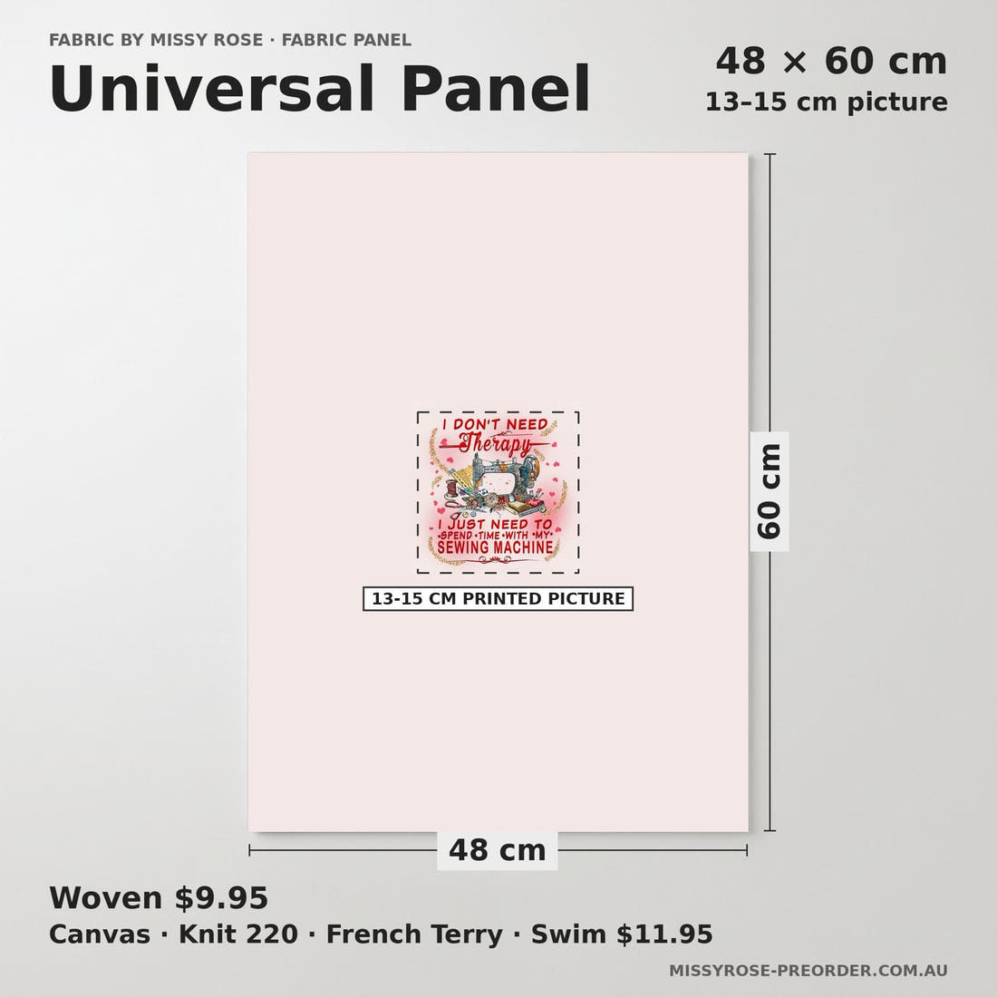 Design 1188 Therapy Panel universal panel sizing – 13–15 cm printed picture on 48 × 60 cm fabric | Fabric by Missy Rose