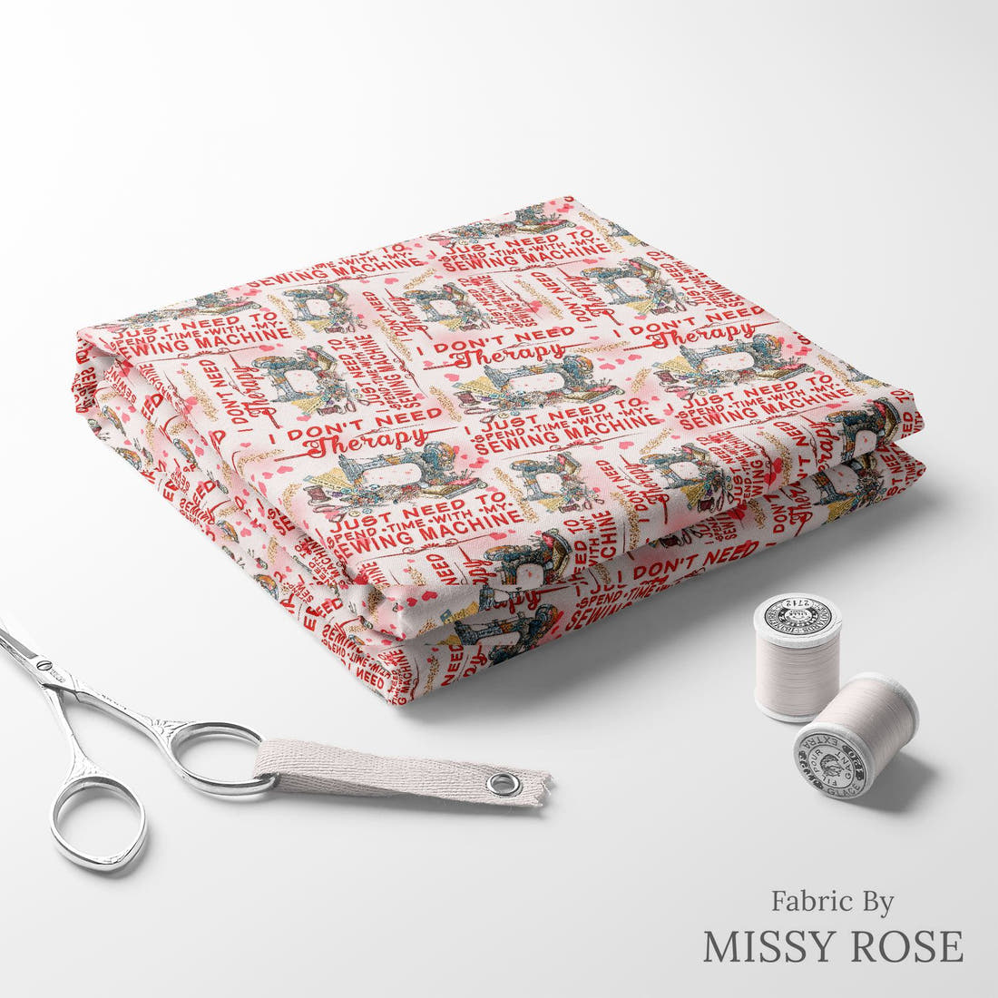 Design 1188 Therapy Fabric folded fabric stack with matching thread – pre-order fabric Australia | Fabric by Missy Rose