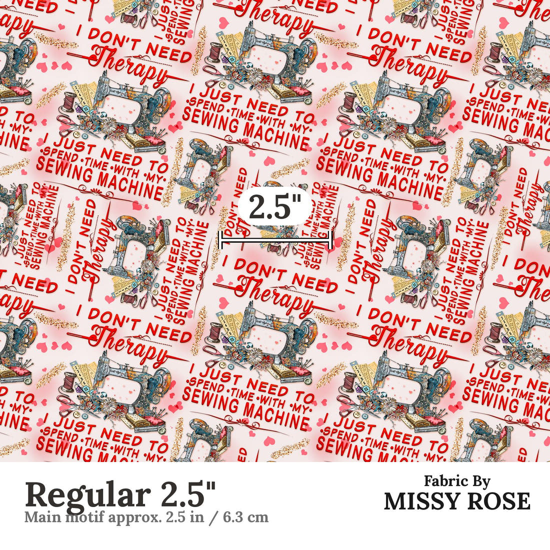 Design 1188 Therapy Fabric Regular 2.5 inch print scale guide | Fabric by Missy Rose