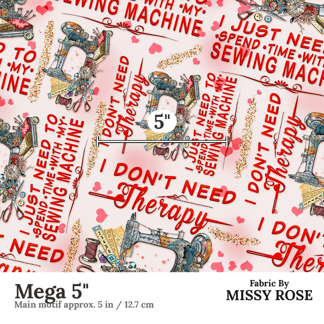 Design 1188 Therapy Fabric Mega 5 inch print scale guide | Fabric by Missy Rose