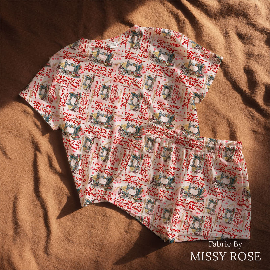 Design 1188 Therapy Fabric sewn into a lounge set – see how the print looks made up | Fabric by Missy Rose