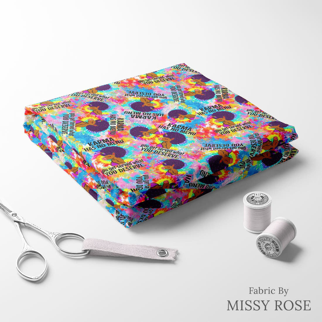 Design 1189 Karma Fabric folded fabric stack with matching thread – pre-order fabric Australia | Fabric by Missy Rose