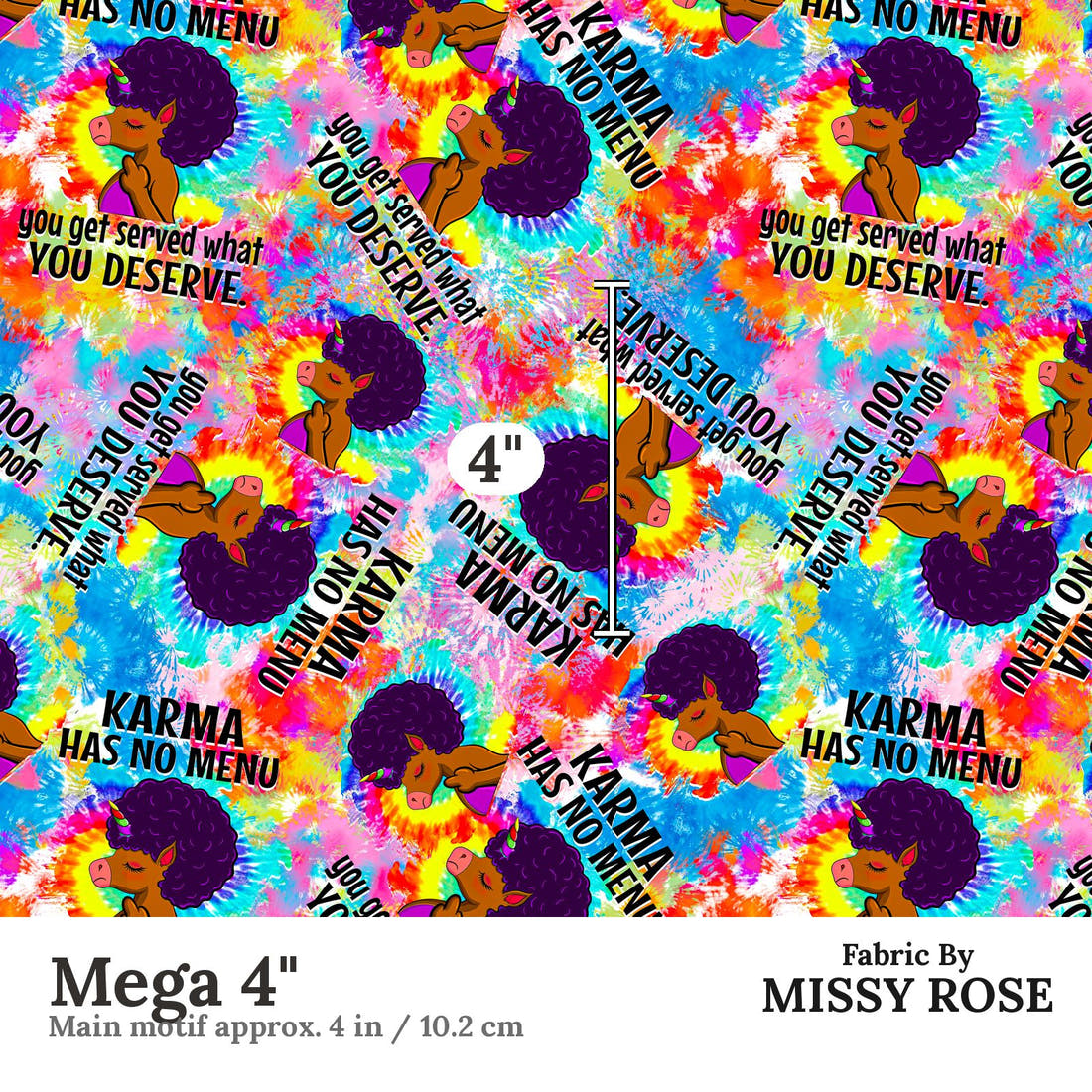 Design 1189 Karma Fabric Mega 4 inch print scale guide | Fabric by Missy Rose