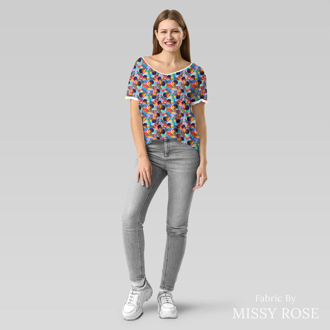 Design 1189 Karma Fabric sewn into an everyday tee – see how the print looks made up | Fabric by Missy Rose