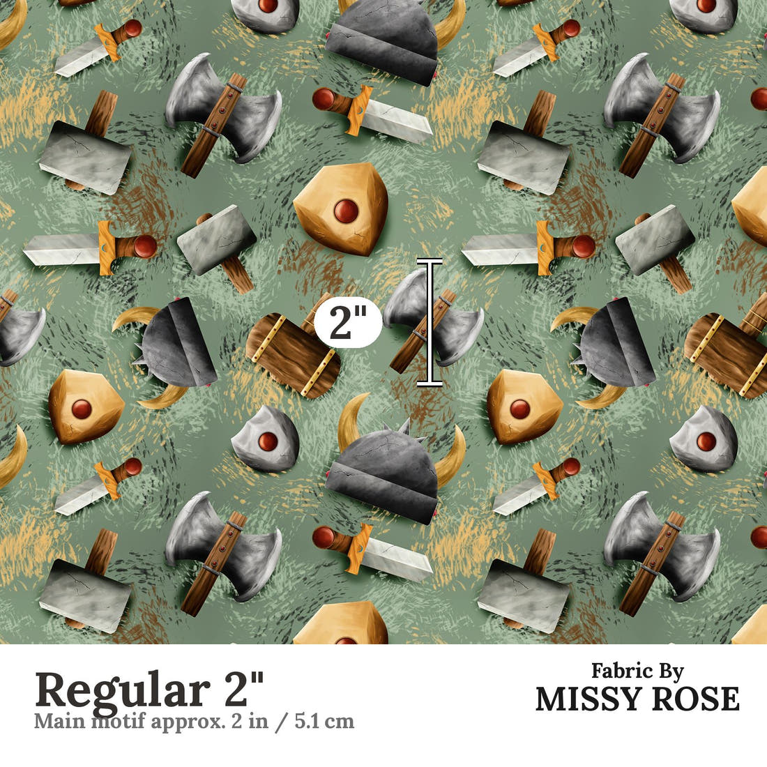 Design 119 Viking Fabric Regular 2" - print scale | Fabric by Missy Rose