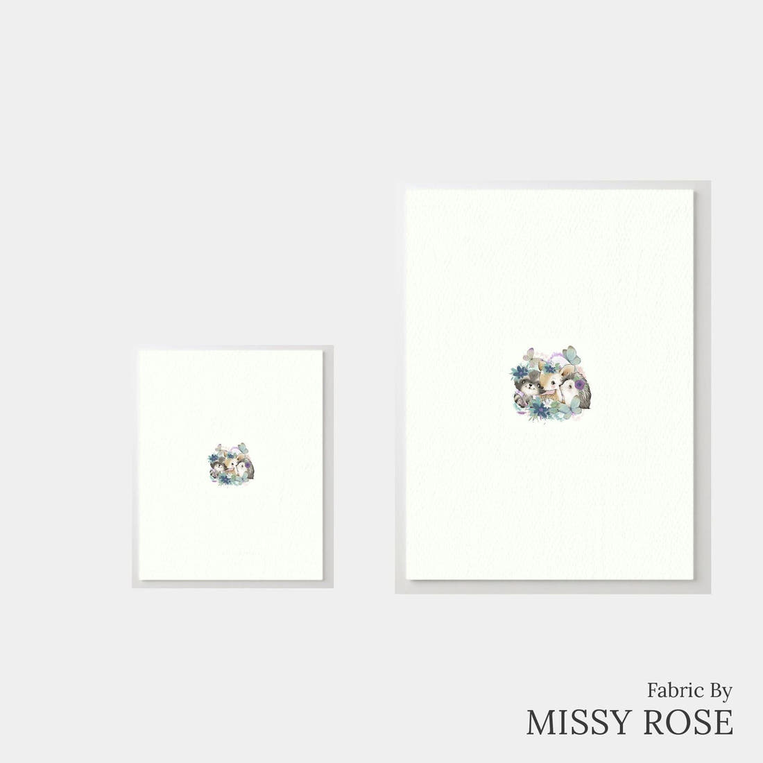 Design 1190 Woodlands Babies Panel – universal and adult panel sizes side by side | Fabric by Missy Rose