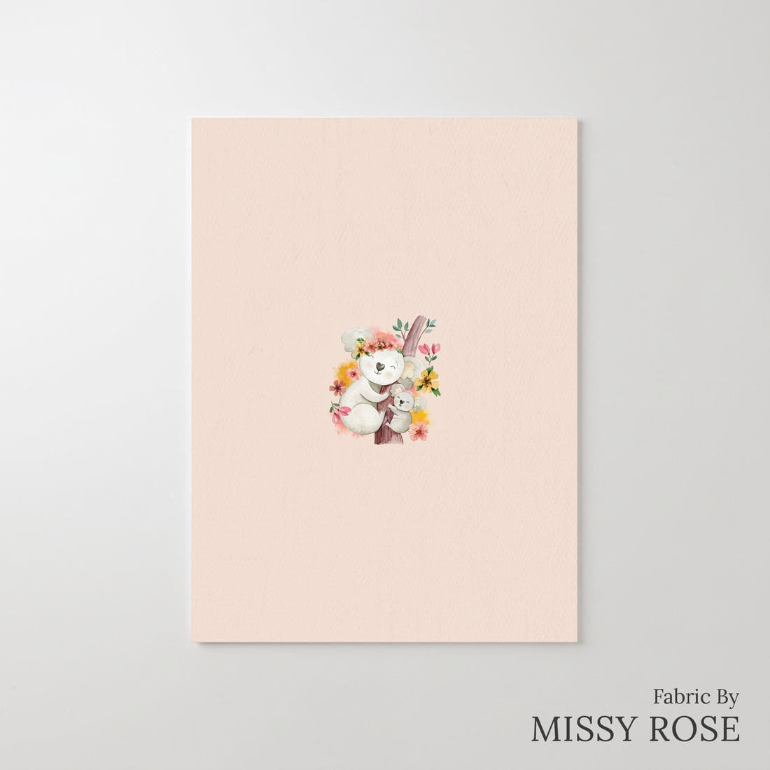 Design 1192 Pink Koala Panel – printed fabric panel with centred picture, custom printed to order | Fabric by Missy Rose
