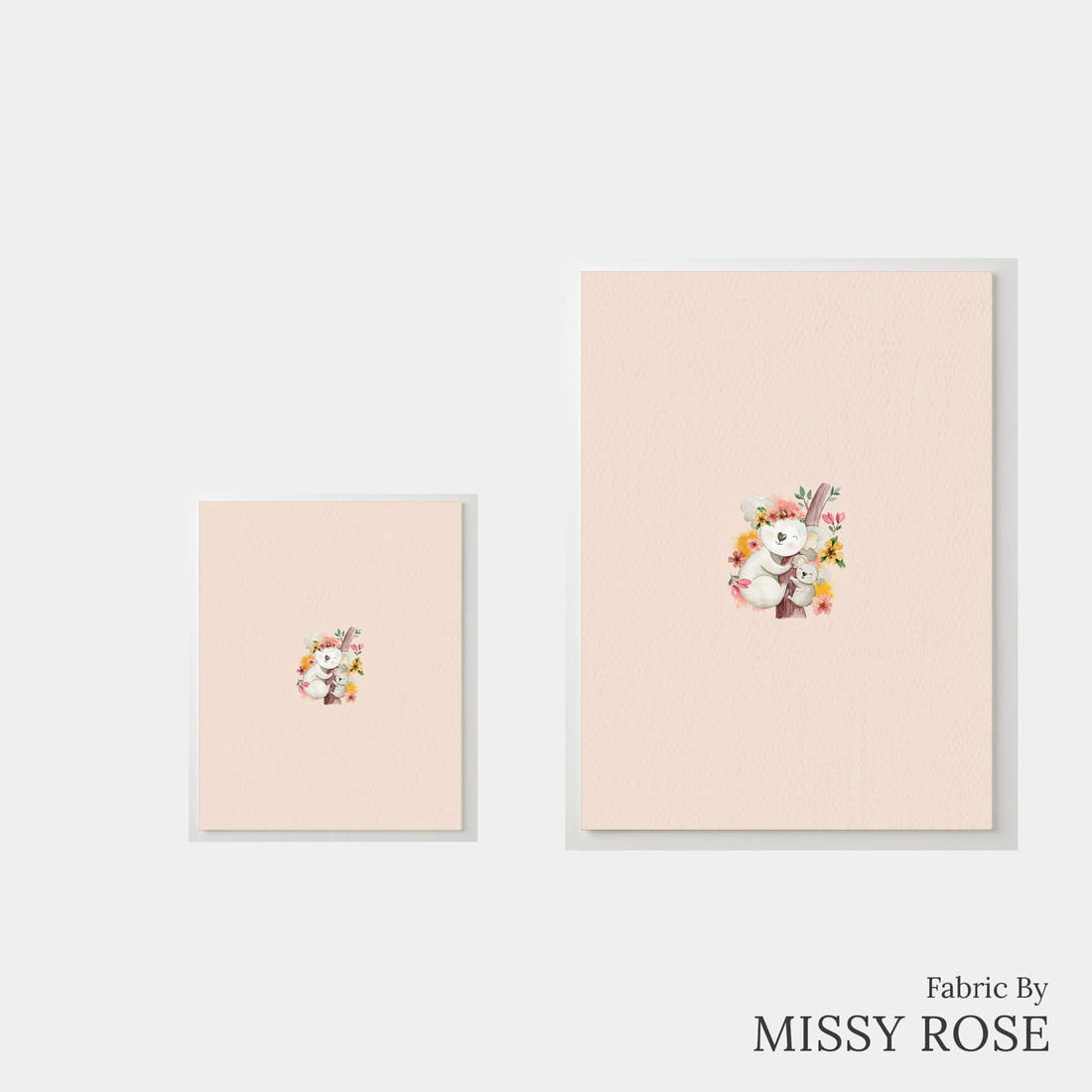 Design 1192 Pink Koala Panel – universal and adult panel sizes side by side | Fabric by Missy Rose