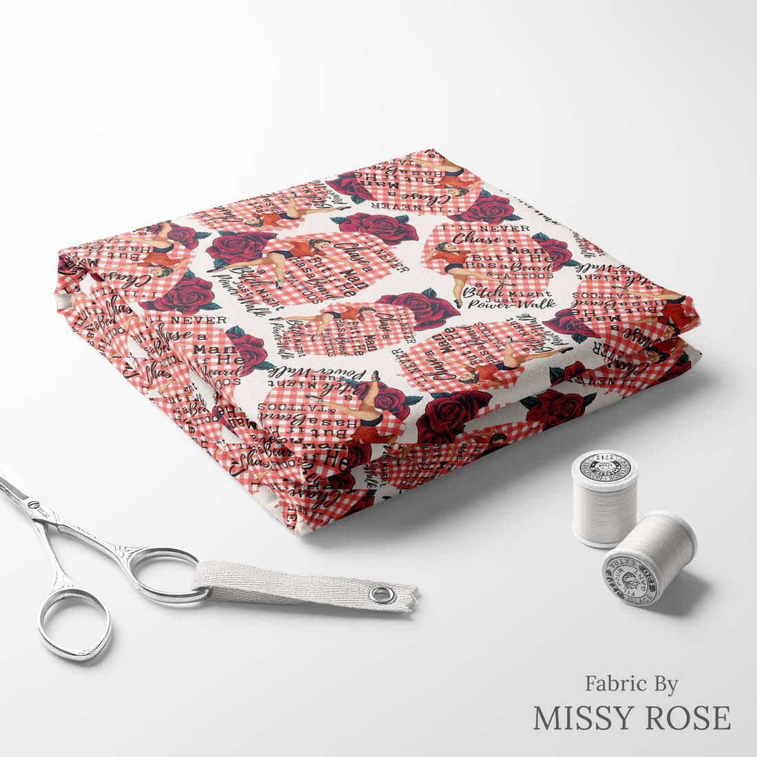 Design 1193 Funny Retro Fabric folded fabric stack with matching thread – pre-order fabric Australia | Fabric by Missy Rose