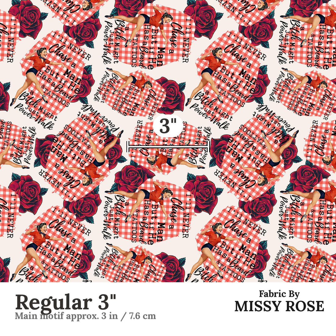 Design 1193 Funny Retro Fabric Regular 3 inch print scale guide | Fabric by Missy Rose